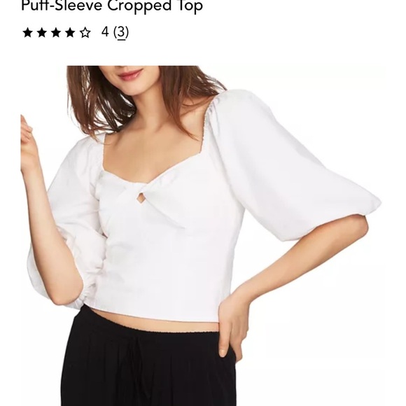 1. State White Puff Sleeve Crop Top - Picture 1 of 6